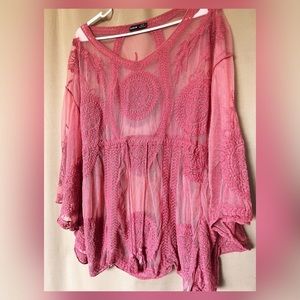 Women’s Contrast Lace Plunging V-neck Bikini Cover Up